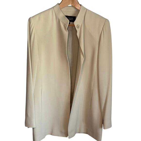 Linda Allard Ellen Tracy 100% Silk Tan Blazer Women’s 8 Classic Style - Picture 3 of 9